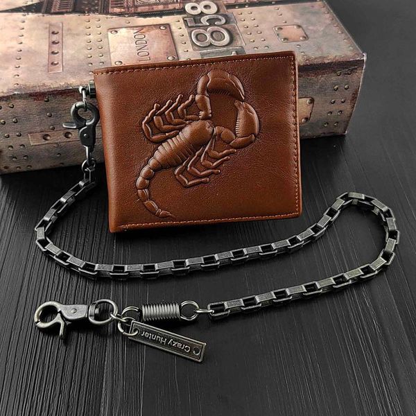 

scorpio zodiac sign horoscope chain wallet 3d scorpion card holder, Red;black