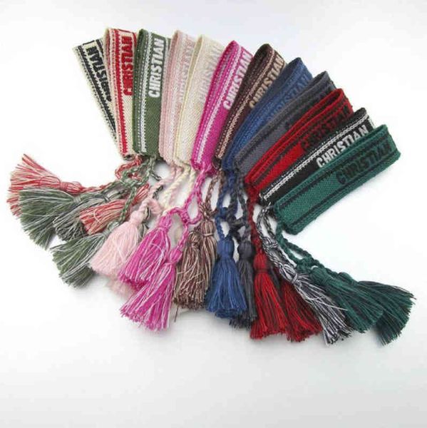 

fashion luxury brand embroidery bracelets classic women men bangles friendship charm bracelet woven adjustable tassel vintage couple braided, Golden;silver