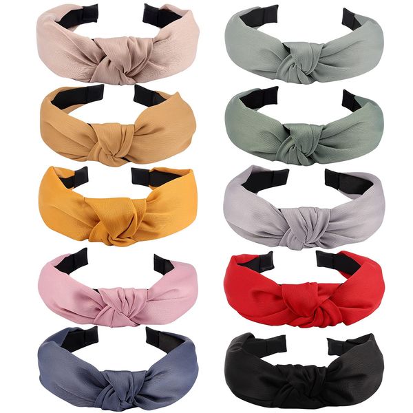

headbands ondder knotted for women knot headband assorted fashion cute head band solid color hair turband ladies girls amiqf, Silver