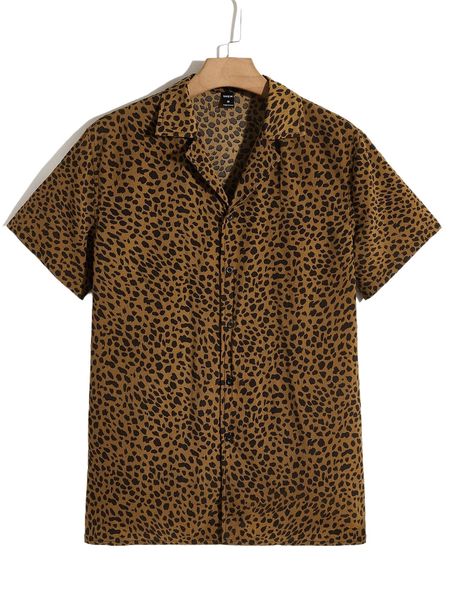 

men dalmatian print lapel neck shirt q1yy#, White;black