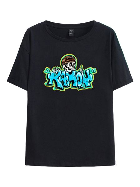 

x ramoniskull skull & letter graphic tee m9mn#, White