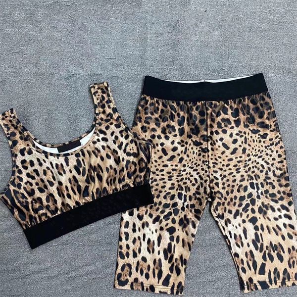 

cheetah women's two piece pants tracksuits yoga suits leopard print vest tank short jacket waist slim leggings sport suit, Gray