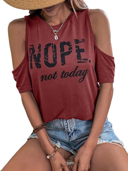 

slogan graphic cold shoulder tee s37q#, White