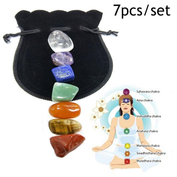 Collane con ciondolo 7 pezzi Set Chakra Pietre naturali Reiki Guarigione Cristalli Toni Preghiera Spirituale Yoga Energia Pietra Accessori per la decorazione della casa