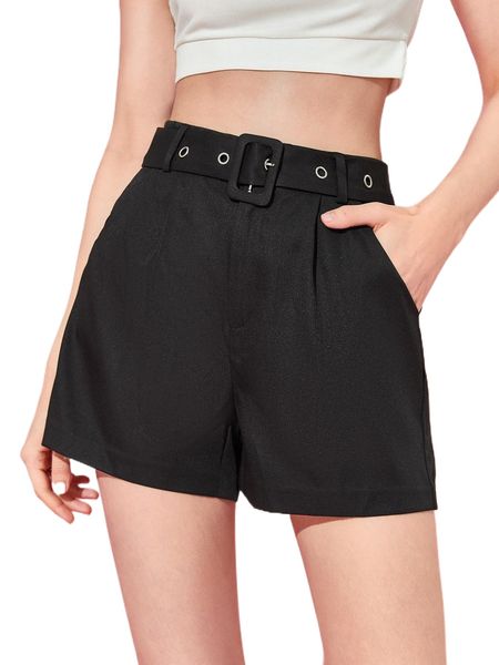 

x designs by rina slant pocket fold pleated belted shorts l42s#, White;black