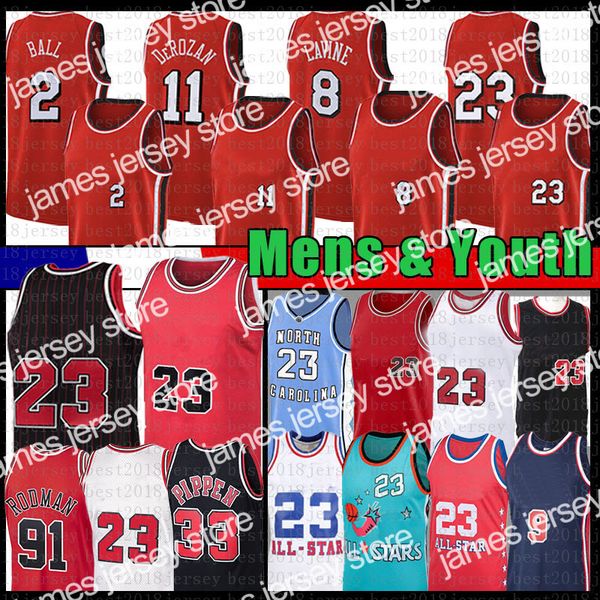 

new mesh zach lavine lonzo ball demar derozan basketball jersey 8 2 11 23 derrick rose mj scottie pippen dennis rodman retro mens youth kids, Black;red