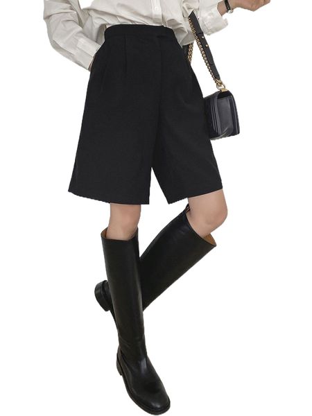

dazy high waist slant pockets shorts 26xu#, White;black