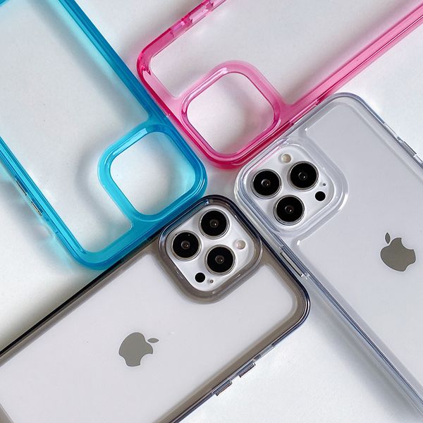 Casos telefônicos capa dura de luxo à prova de choque para iPhone 13 12 Pro máximo 11 x xr xs 7 8 plus lente de câmera protetora transparente tampa macia