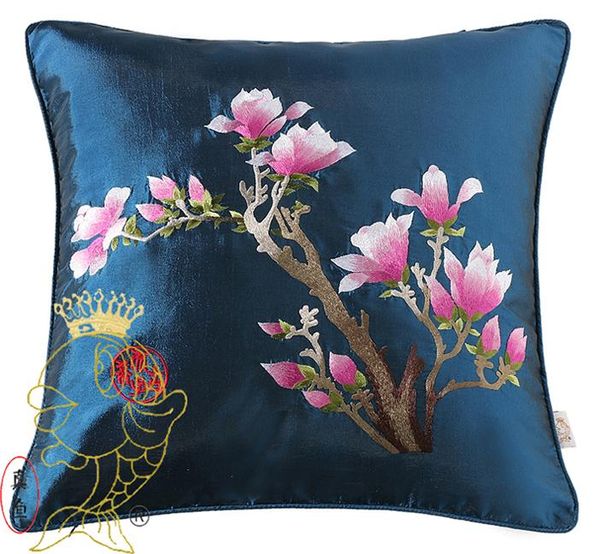 Almofada/travesseiro decorativo bordado chinês algodão puro mantolia flores presentes almofada de moda jc00 cushion/decorativo