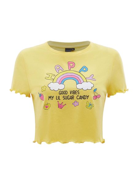 

mod rainbow & slogan graphic lettuce trim tee g2qw#, White