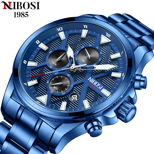 

nibosi 2022 blue mens watches brand sport waterproof watch watch new quartz watch men military wristwatch relogio masculino, Silver