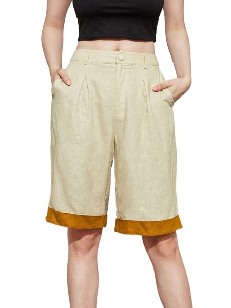 

x sari contrast hem fold pleated detail shorts 72oe#, White;black