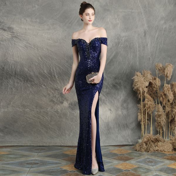 

prom dresses 2022 black mermaid elastic party dress split vestidos de gala boa tneck long prom gown