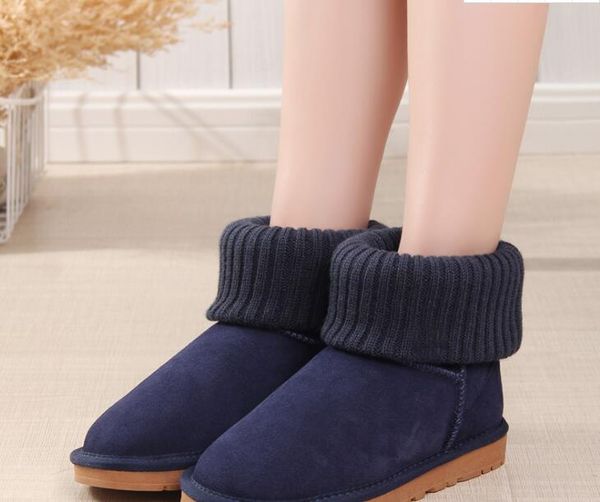 

sell women snow boots soft comfortable cashmere knitting and sheepskin fur combination keep warm boot beautiful birthday christmas gifts u58, Black
