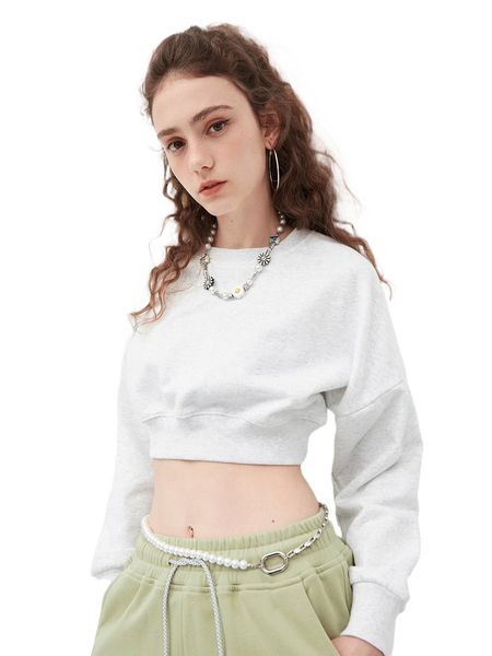 

drop shoulder solid crop pullover w4uk#, Black