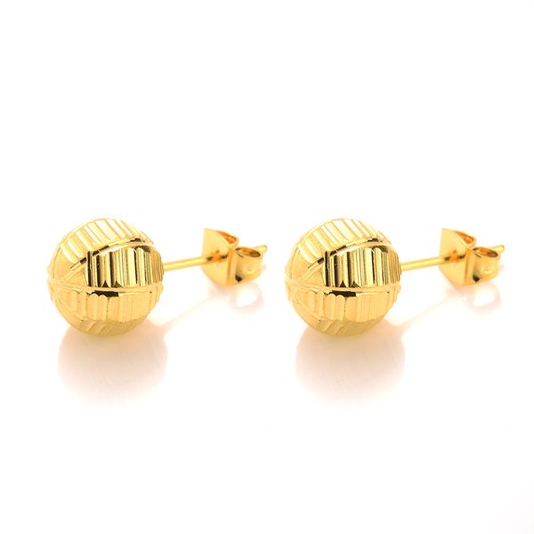 

earring 18k yellow gold filled solid ball beads cartilage piercing stud earrings / studs /, White