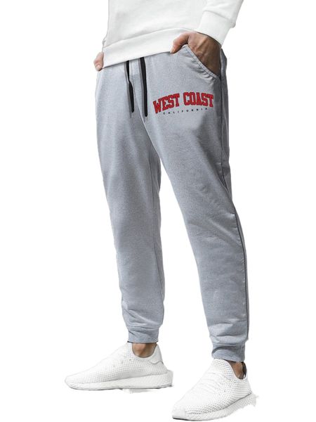 

men letter graphic drawstring waist sweatpants 24se#, Black