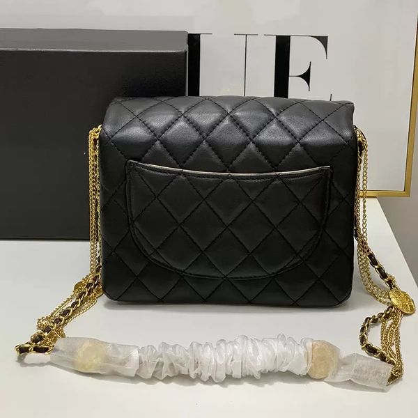 

ly f/w early fall classic mini flap lambskin quilted black bags two-tone turn lock gold metal hardware matelasse chains with coin charms cro