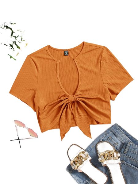 

plus ribbed knit tie front c4nm#, Black