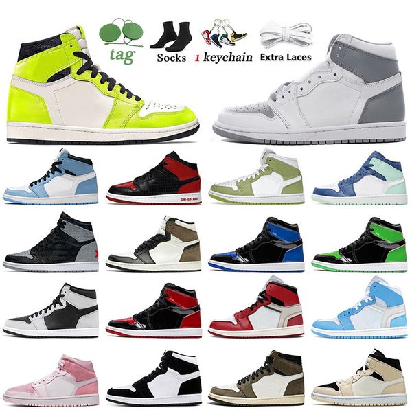 

2022 womens mens jumpman 1 basketball shoes visionaire stealth 1s patent bred twist rebellionaire banned green python unc sneakers sports tr