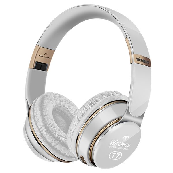 Yeni Lüks Tasarımcı T7 Bluetooth Kulaklık Kulak Hifi Head Kablosuz Kulaklıklar Mikrofon 3D Müzik Kulaklıklı Oyuncu Katlanabilir Auriculare Samsung için Fone