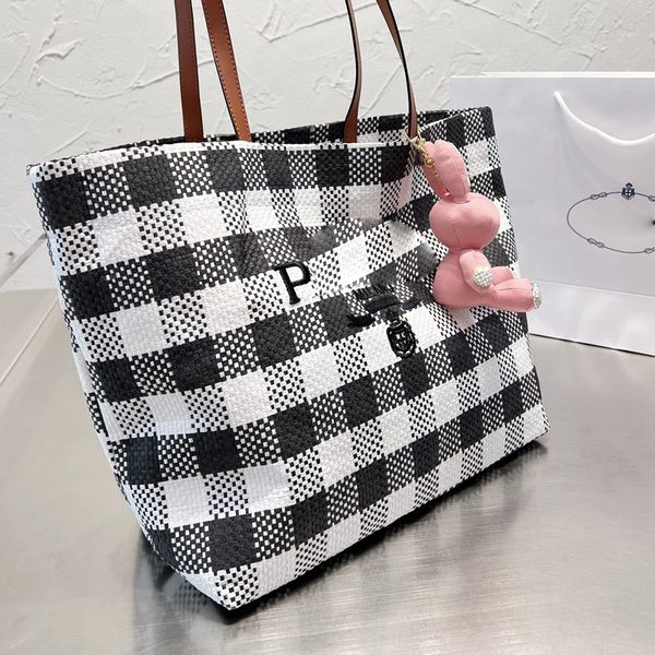 

stripe tote shopping bag women shoulder handbags purses large capacity totes fashion letters genuine leather strap interior zipper pocket ha