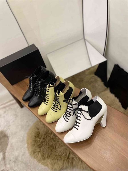 

wholesale elling famous brand ladies designer boots women's classic luxury 6cm high heel walking sheepskin shoes casual fashion lace up, Black