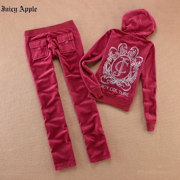 

juicy apple autumn winter 2 piece set women tracksuit casual outfit sport suit long sleeve zip slim hoodie jacket and jogger pants female se, Gray