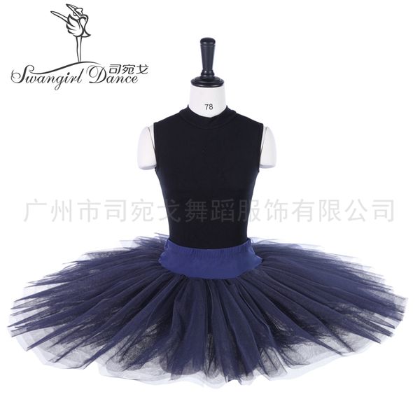 

navy blue practicing child classical half ballet tutu pancake tutu skirt bt8923, Black;red