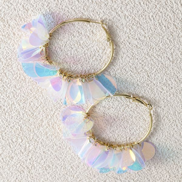 

s2961 fashion jewelry hoop dangle earrings sequins elegant women earrings, Golden;silver