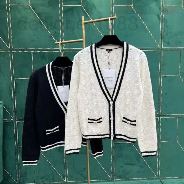 

women's sweaters designer 2022 spring and autumn celebrities versatile loose single breasted long sleeved cardigan small fragrance v-ne, White;black