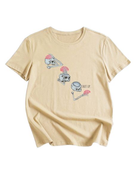 

romwe x sara stani skull print tee c7gd#, White