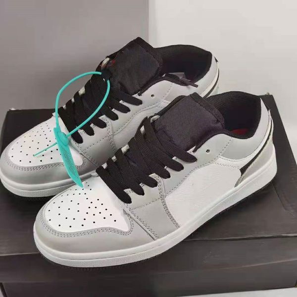 

fashion 1s men women casual skateboard shoes comfortable leather low lace-up jumpman 1 basketball sneakers size 36-44, Black