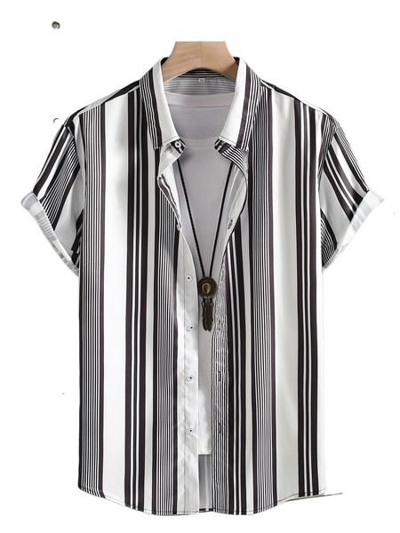 

men random striped shirt without tee r8kk#, White;black
