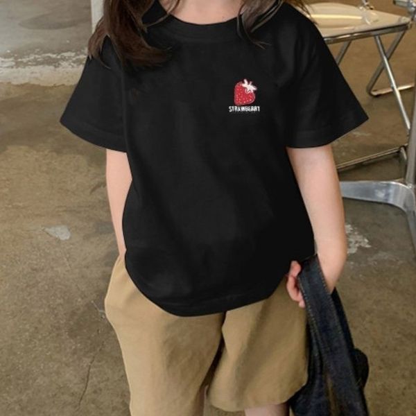 

childrens t-shirts kid t-shirt short sleeve baby girls boys shirt family matching with strawberry and letters parent-child 80-150 s-4xl blac, Blue
