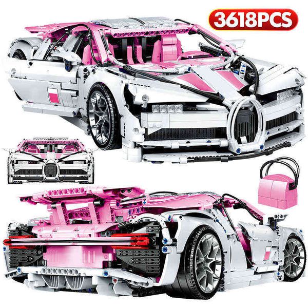 City Mini Car Particle Model Building Blocks Bugatti Racing Car Gifts Bricks Education Toys for Children J220624