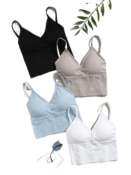 

4pcs medium support seamless sports bra 81lv#, Gray