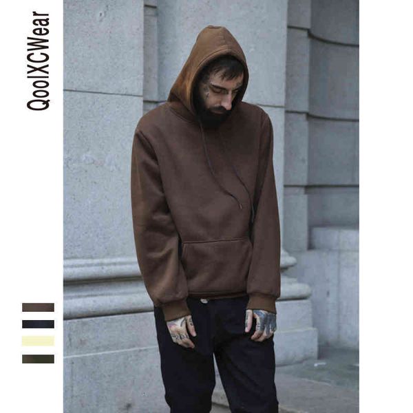 

men's hoodies & sweatshirts autumn and winter style hoodie high street ins trendy pullover plush sweater youth solid color couple 9zi8, Black