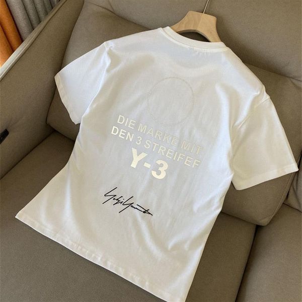 

casual cotton short-sleeved round neck loose summer casual men's and women's t-shirts y3 printed257i, White;black