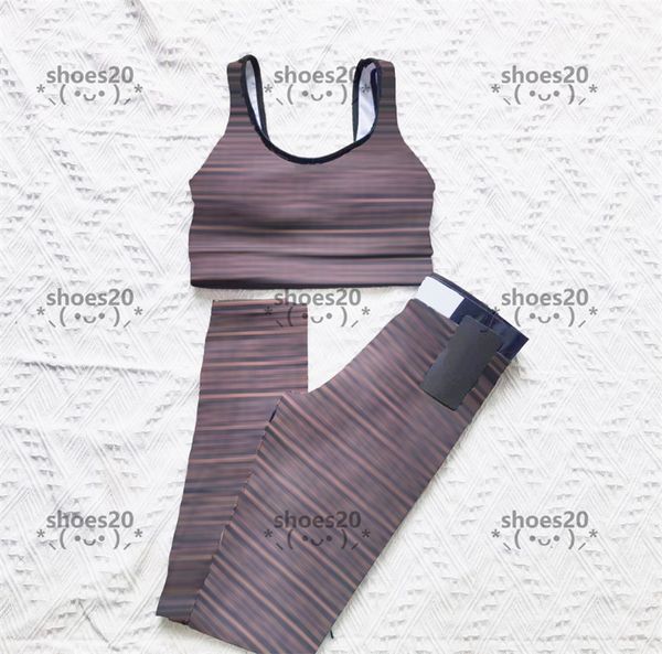 

classic brown yoga outfits quick dry sports vest pants luxury clothing fitting elastic leggings womens workout sportswear designer sportswea, White;red