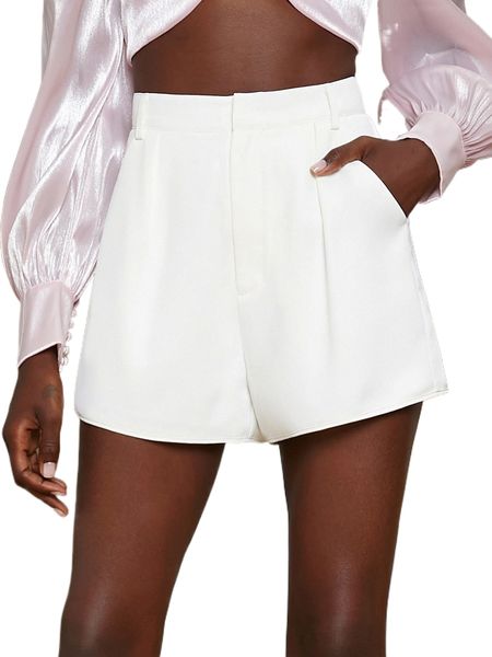 

x penelope ping high waist solid shorts z8l5#, White;black