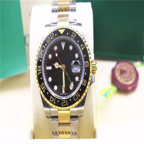 

40mm mens watch blue black ceramic bezel 316l stainless steel sapphire dial silver strap automatic movement limited jubilee master292l, Slivery;brown