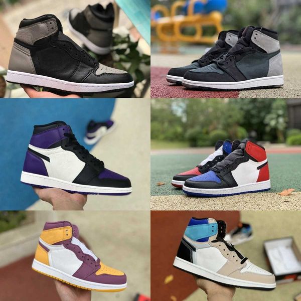 

jumpman 1 1s high sports basketball shoes men women stage haze stealth prototype candy j shadow unc royal toe obsidian bio hack pine green, Black