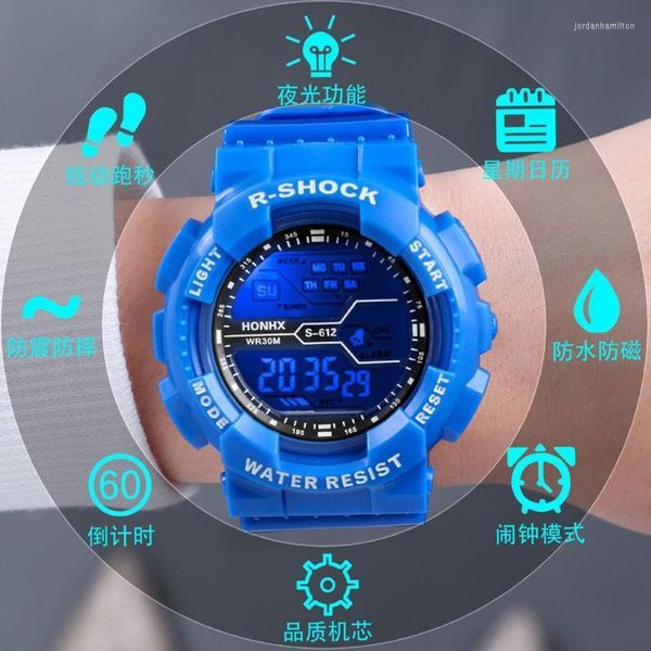 Avanços de pulso 2022 RELOJ HOMBRE Moda ao ar livre esporte à prova d'água Homem menino Relógios multifuncionais Relógios de despertador Chrono Digital Watchwatch