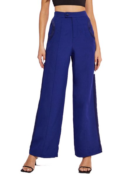 

x c-era high waist seam front side striped pants j0kn#, Black;white