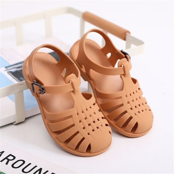 

classic children sandals summer baby girls toddler non-slip soft hollow casual kids shoes beach shoes boys casual roman slippers 220425, Black;red