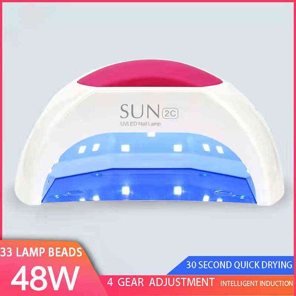 

nxy lampara sun2c 48w 33leds uv nail dryer is suitable for uvled gel infrared sensor with rose silicone pad salon used. 220624