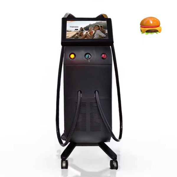 

new 3 in 1 755 808 1064nm wavelength double handles diode laser hair removal machine aesthetics device, Black