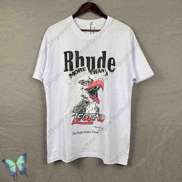 

designer t shir sell well men whie black rh shir eagle head prin men's rhude t-shir high qualiy 001, White;black