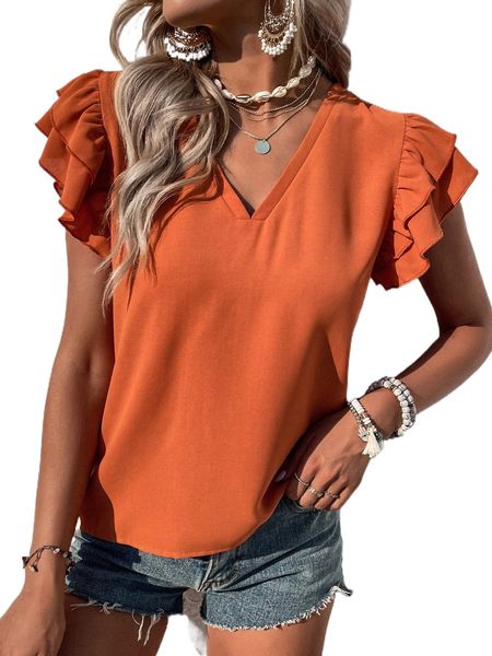 

solid layered sleeve blouse 62pi#, White